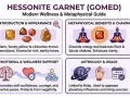 Hessonite garnet benefits: warm, honey-yellow to cinnamon-brown stones grounding energy, balancing chakras, promoting confidence, courage, mental peace, and success.