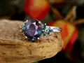 A stunning oval alexandrite stone ring, showcasing its color-changing magic. The alexandrite stone meaning is transformation and balance.