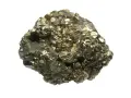 A cluster of metallic, brass-colored crystals, likely pyrite, showcasing its cubic structure. This specimen highlights the visual differences when comparing marcasite vs pyrite.