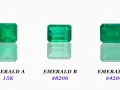 Three emeralds labeled A, B, and C, with prices $15K, $8200, and $4200 respectively, illustrating how much emeralds are worth.