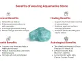 Aquamarine stone, known for its spiritual meaning, offers benefits like stress relief, enhanced communication, and emotional healing.