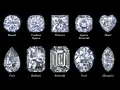 Various diamond cuts, including round, princess, and heart shapes. These could be stimulated diamonds, showcasing different facets and brilliance.