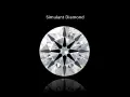 A brilliant cut simulant diamond on a black background. The text "Simulant Diamond" is above it. This image helps understand the simulated diamond meaning.
