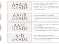 Four grades of pearls, from AAA to A/D, showcasing different types of pearls shapes and their quality.