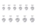 Diamonds shown with mm and carat sizes. See how mm vs carat affects diamond size.