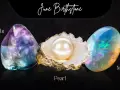 June birthstone collection: Alexandrite, Pearl, and Moonstone.