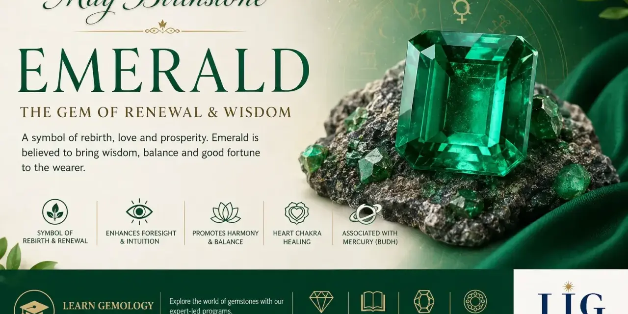 May 25th birthstone: a stunning emerald, the gem of renewal and wisdom, symbolizing rebirth, love, and prosperity.
