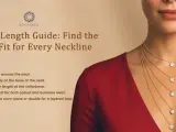 Guide to the best necklace length for women, showing layered gold chains with diamond pendants on a model in a red dress.