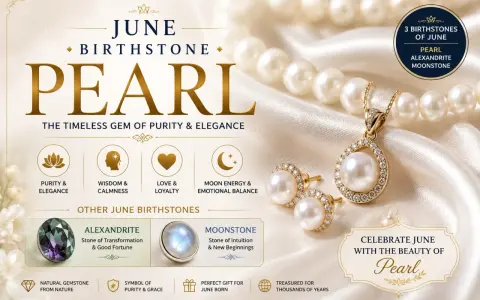 June birthstone: Pearl, the timeless gem of purity & elegance, symbolizing wisdom, love, and emotional balance.