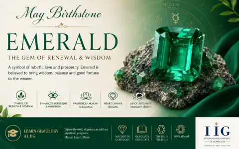 May 25th birthstone: a stunning emerald, the gem of renewal and wisdom, symbolizing rebirth, love, and prosperity.