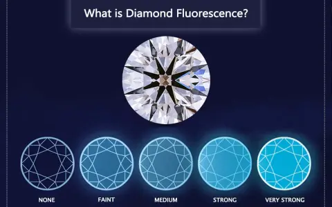 See how diamonds glow under UV light, from none to very strong fluorescence.