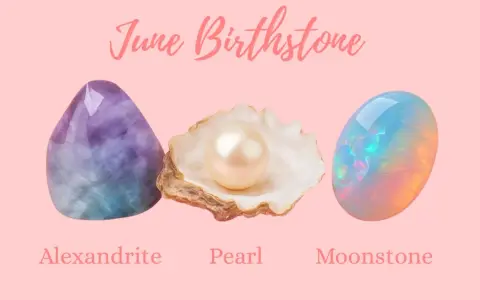 June birthstone options: Alexandrite, Pearl, and Moonstone. Each offers unique beauty for those born in June.