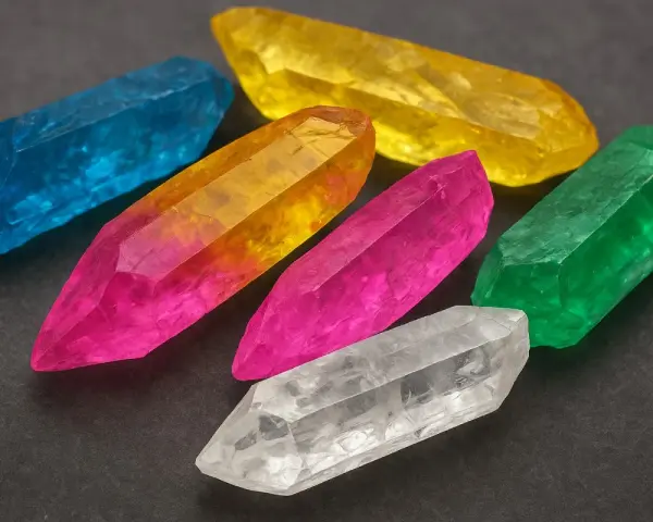 Colorful crystals, like topaz, are found in igneous rocks and alluvial deposits worldwide.