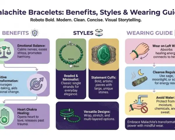 Malachite bracelets offer emotional balance and positive transformation. Learn about styles and wearing guide for these beautiful stones.