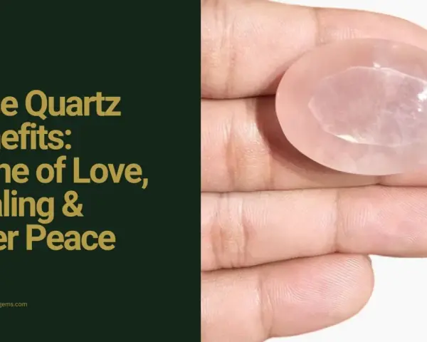 A hand holds a polished rose quartz stone, showcasing its soft pink hue and faceted surface. Discover the rose quartz benefits for love, healing, and inner peace.