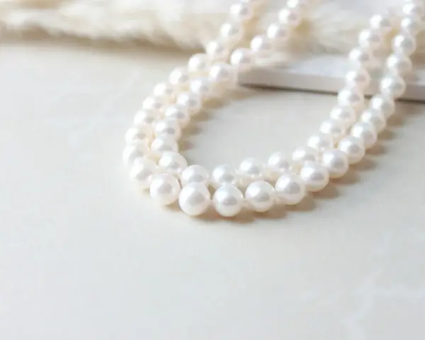 A double strand of luminous white pearls, symbolizing purity and elegance. The silver pearl meaning is often associated with wisdom and serenity.