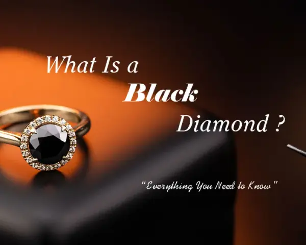 A black diamond ring and a loose black diamond held by tweezers. Learn what is a black diamond and its unique allure.