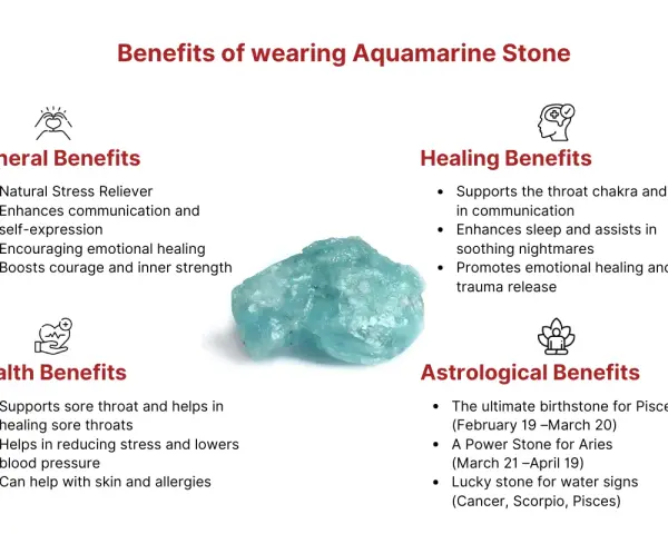 Aquamarine stone, known for its spiritual meaning, offers benefits like stress relief, enhanced communication, and emotional healing.