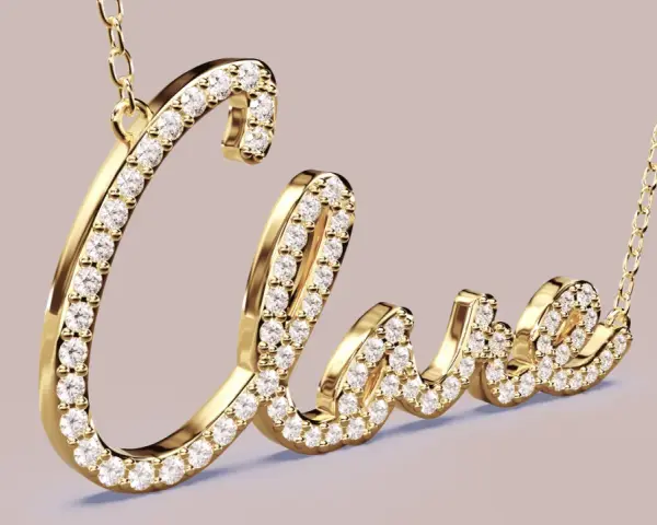 A gold necklace with "Love" spelled out in diamonds. Some might find initial necklaces tacky, but this one is pure sparkle.