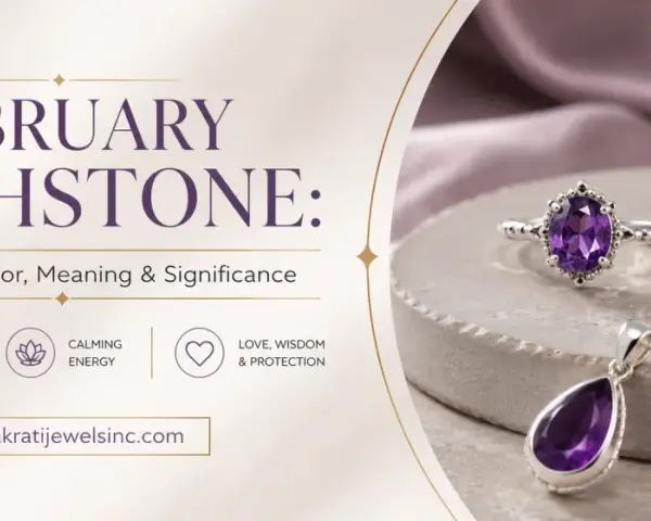 February birthstone: Amethyst jewelry, known for its stunning purple hue, calming energy, and symbolism of love, wisdom, and protection.