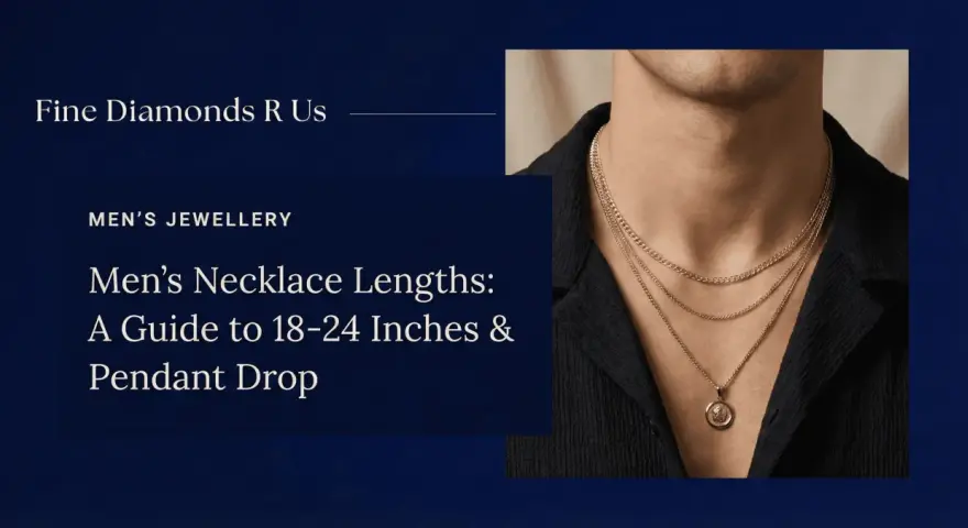 A man wears layered gold necklaces, showing where a necklace should sit on a man for a stylish look.