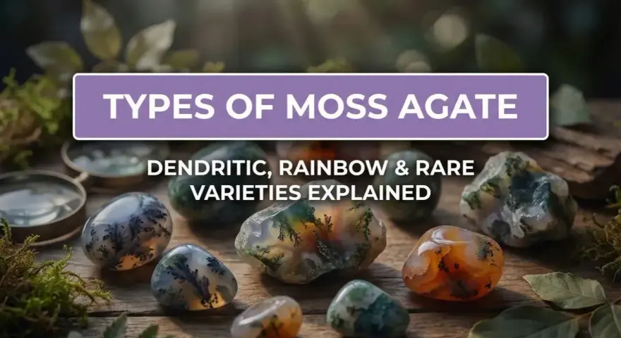 A collection of moss agate stones, showcasing dendritic patterns and vibrant colors. Learn about dendritic agate vs moss agate varieties.