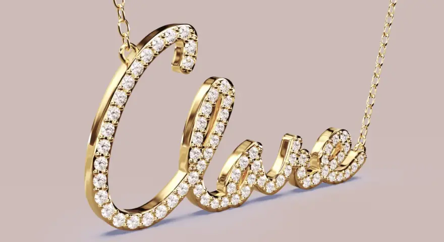 A gold necklace with "Love" spelled out in diamonds. Some might find initial necklaces tacky, but this one is pure sparkle.