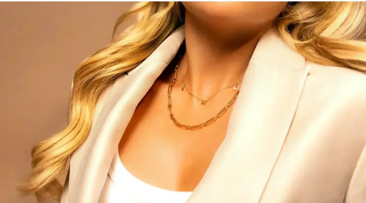 Are initial necklaces tacky? This layered gold necklace with delicate letter charms suggests a chic, personalized style, not tacky.